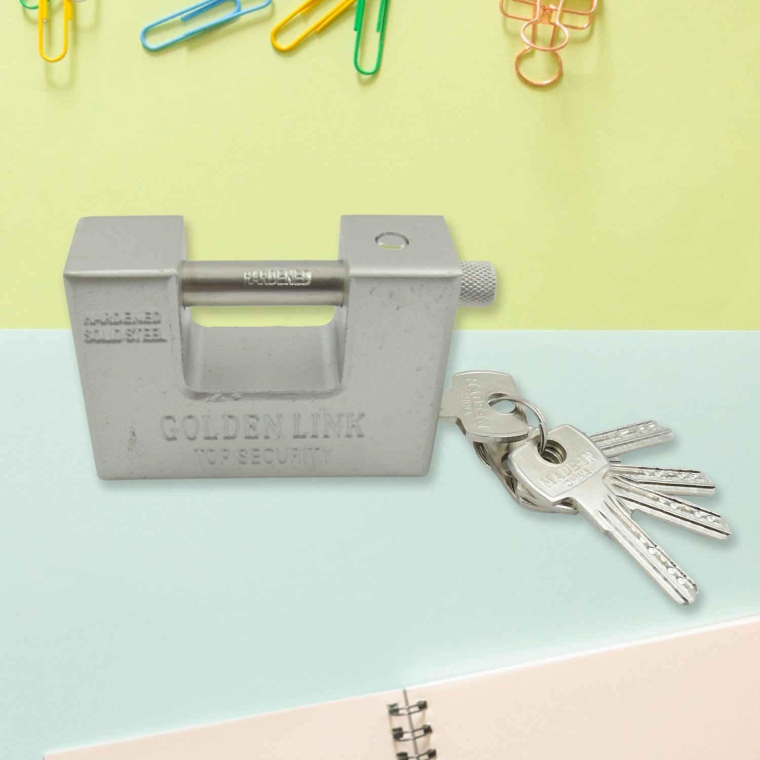 94mm Stainless Steel Padlock: Rectangular, Hardened Steel, 5 Keys 94mm Stainless Steel Padlock: Rectangular, Hardened Steel, 5 Keys